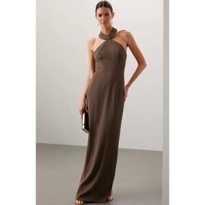 Ronny Kobo Lenox Brown Crepe Gown Size XS